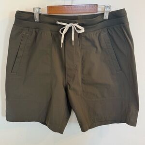 Vuori Olive Green Performance Shorts with Drawstring